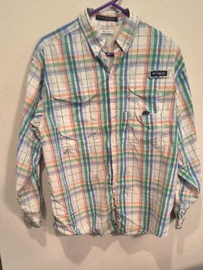 Columbia Lightweight Plaid Shirt PFG Super Bonehead Men's Small